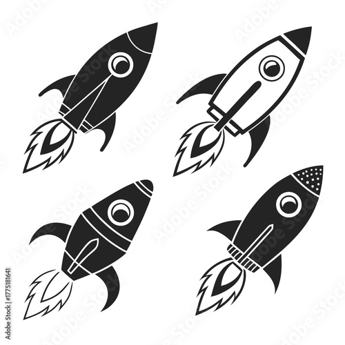 Four rockets taking off