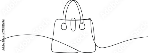 Single line drawing of a handbag purse accessory