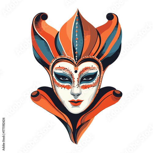 Venice Mask Festival, Italy; masks; Europe; festivals; celebrations; vector; transparent background