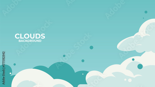Blue sky with floating white clouds in calm anime style. Sunny weather background illustration for landscape, wallpaper, or peaceful nature scene.
