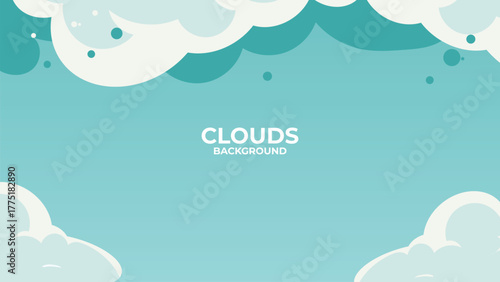 Blue sky with floating white clouds in calm anime style. Sunny weather background illustration for landscape, wallpaper, or peaceful nature scene.