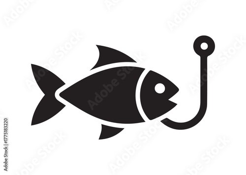 Fish caught Icon, Fish caught Black Vector