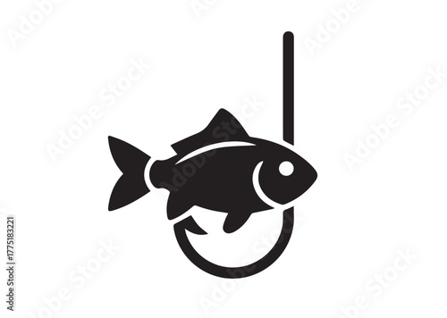 Fish caught Icon, Fish caught Black Vector