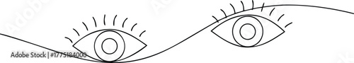 Two stylized black line eyes on a wavy line art
