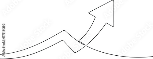 Upward trending arrow graph line art rising