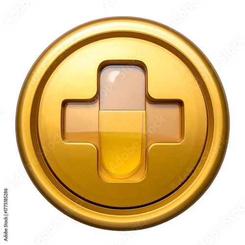 Wallpaper Mural Gold medical emblem, pill-shaped element in cross shape, on black background Torontodigital.ca