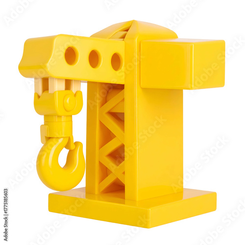 Wallpaper Mural Isometric view of a yellow, blocky construction crane with hook, isolated Torontodigital.ca