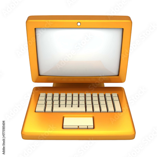 Wallpaper Mural Rendered orange laptop with open screen and keyboard, isolated on black background Torontodigital.ca