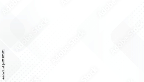 The serene background features translucent shapes in shades of white and light gray, with subtle halftone patterns, creating a modern and minimalist aesthetic design element