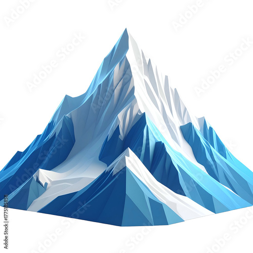 Wallpaper Mural Stylized, angular mountain with snowy peaks, rendered in cool blue and white tones Torontodigital.ca