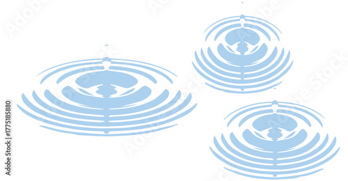 Three stylized water ripple designs are shown in a light blue color against a white background, illustrating a tranquil, minimalist aesthetic suitable for graphic design or branding