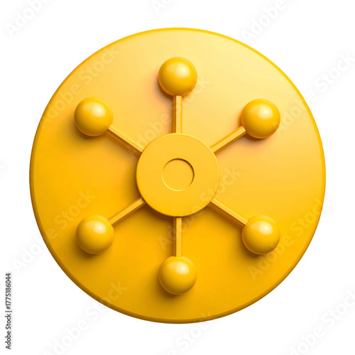 Wallpaper Mural Stylized yellow icon on black background, circle with interconnected spheres Torontodigital.ca