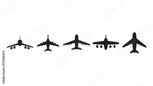 Set of airplane icons simple flat vector design elements isolated on white background for web and mobile apps