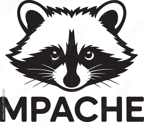 Black and white raccoon face logo with text M Pache animal