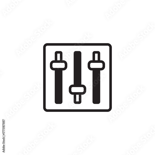 Minimalist vector graphic showcasing a control panel interface with three adjustable sliders, perfect for representing settings, volume, or various system fine-tuning options
