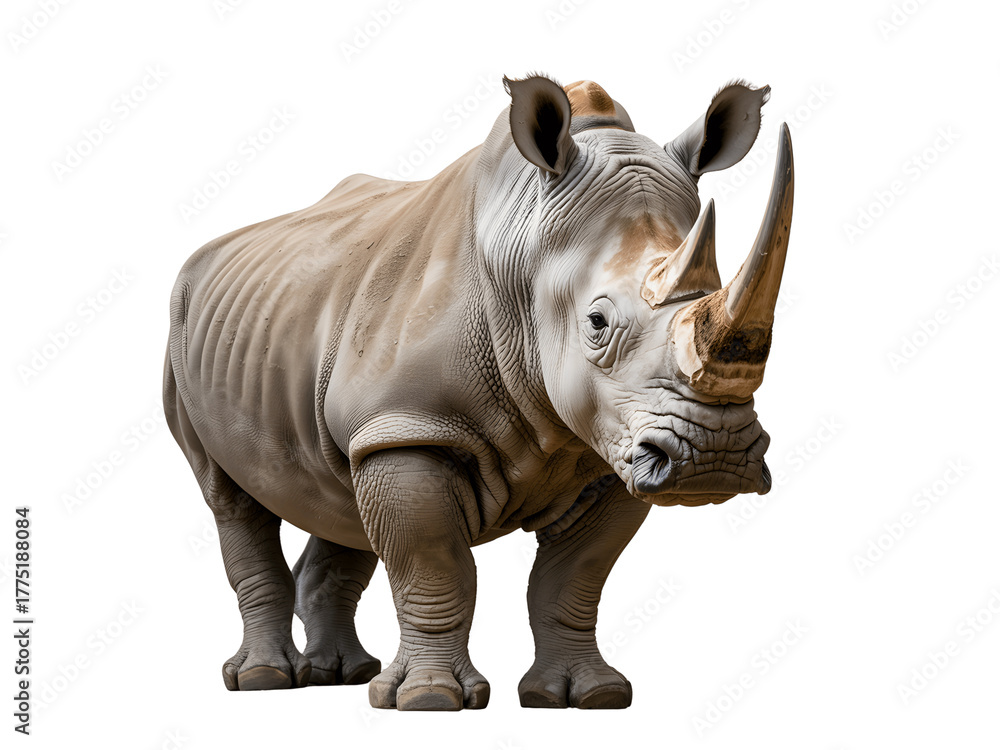 Fototapeta premium Rhino standing isolated on transparent background