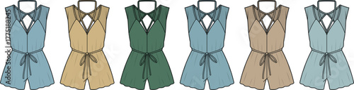 Collection of Women's Romper Designs Styles, Colors, and Fashion Illustrations for Summer Outfits
