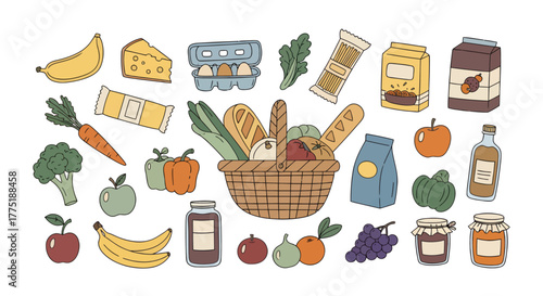 Bountiful Harvest Basket of Fresh Produce and Pantry Staples