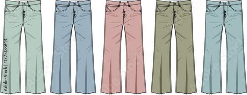 Fashionable Assortment of Colorful Women's Flare Jeans Collection