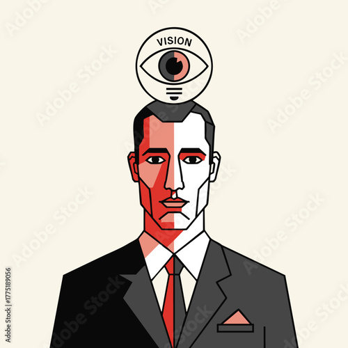 Human head with an eye symbolizing vision and insight, representing clear foresight and strategic thinking in business contexts