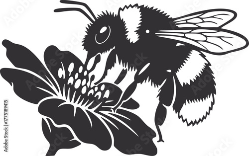 bee and flower flat vector illustration design clipart