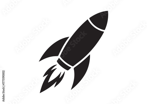 A rocket launching Icon, A rocket launching Black Vector