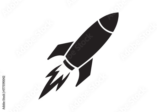 A rocket launching Icon, A rocket launching Black Vector