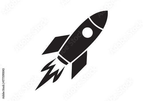 A rocket launching Icon, A rocket launching Black Vector