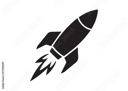 A rocket launching Icon, A rocket launching Black Vector