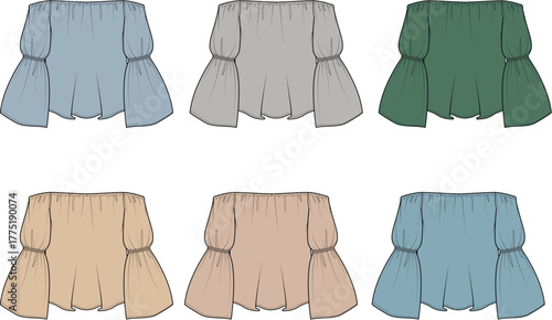 Stylish Off-the-Shoulder Blouse Collection Fashionable Tops in Various Colors and Designs