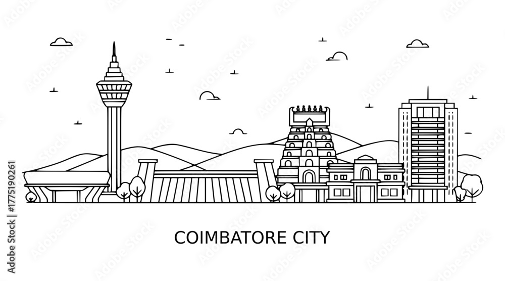 Naklejka premium Coimbatore City, India