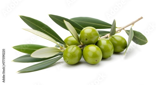 Wallpaper Mural Fresh green olives with leaves mediterranean diet food ingredient raw isolated on transparent background Torontodigital.ca