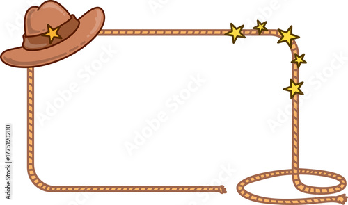 Cowboy Hat and Rope Backdrop Frame Illustration