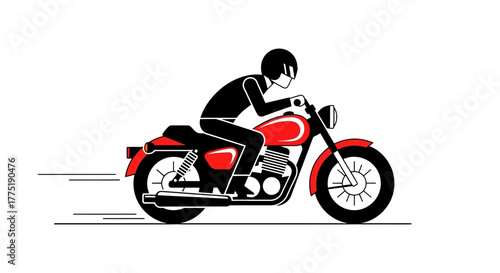 Stylish motorcycle ride: a minimalist illustration of freedom and adventure on two wheels