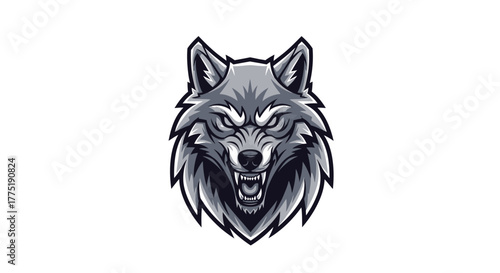 Fierce wolf mascot head roaring with intense yellow eyes, perfect for esports teams, sports brands, and powerful branding