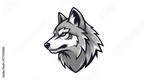 Fierce wolf mascot logo design with sharp yellow eyes and gray fur, perfect for sports teams or gaming brands seeking a powerful, dynamic symbol.
