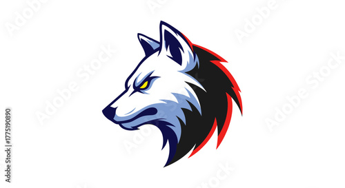 Fierce wolf profile emblem exudes power and intensity, perfect for sports teams, gaming logos, and modern branding projects seeking a bold statement.