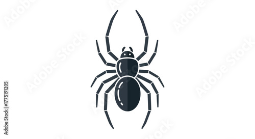 Stylized spider arachnid illustration with bold outlines and glossy vector design element