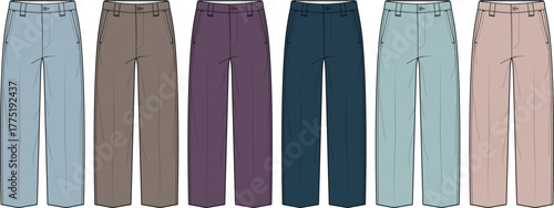 Collection of Fashionable Wide-Leg Pants in Various Colors