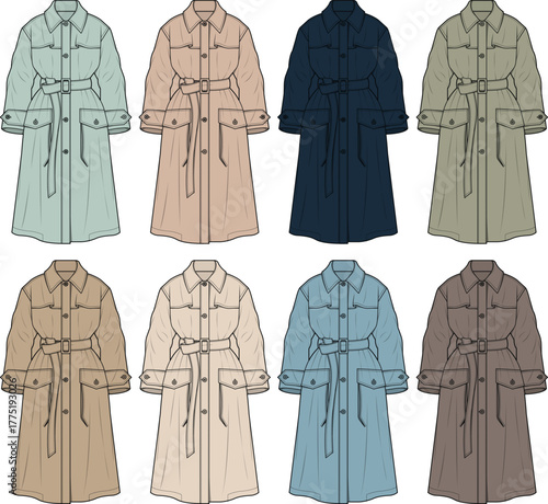 Fashionable Women's Trench Coats in Various Colors and Styles