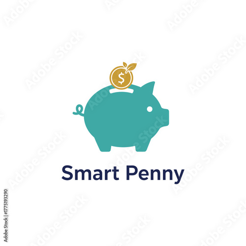 The “Smart Penny” logo shows a teal piggy bank with a gold coin sprouting leaves, symbolizing saving, growth, and smart financial management.