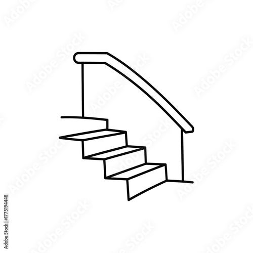 Simple line drawing of stairs with handrail