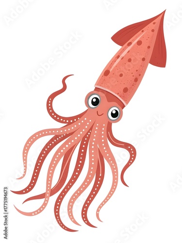 Stylized Red Squid Illustration