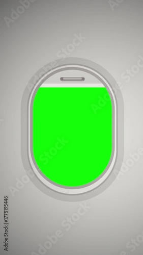 Airplane windows with green screen for compositing, offering versatile possibilities for travel, aviation, and creative projects.