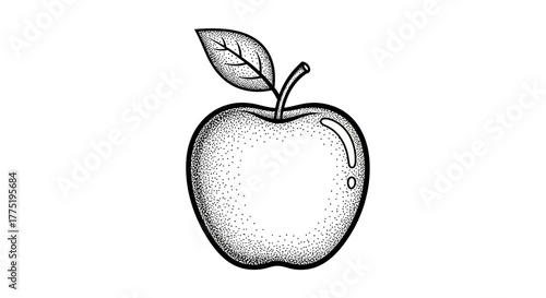 Intricate stippled apple illustration showcasing organic form and texture artistry
