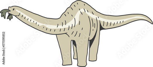 Illustration of a Sauropod Eating Leaves