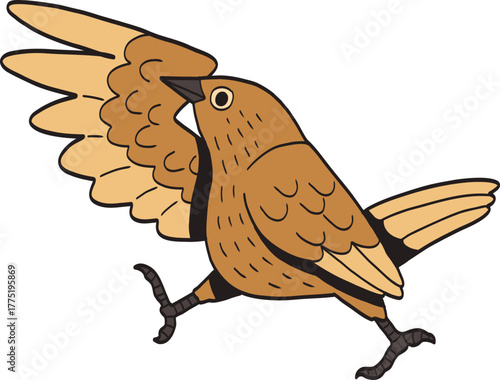 Illustration of a Brown Wren Bird