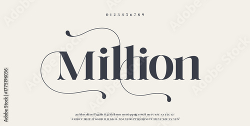 Elegant wedding alphabet letters font and number. Typography luxury classic lettering serif fonts decorative vintage retro concept. vector illustration