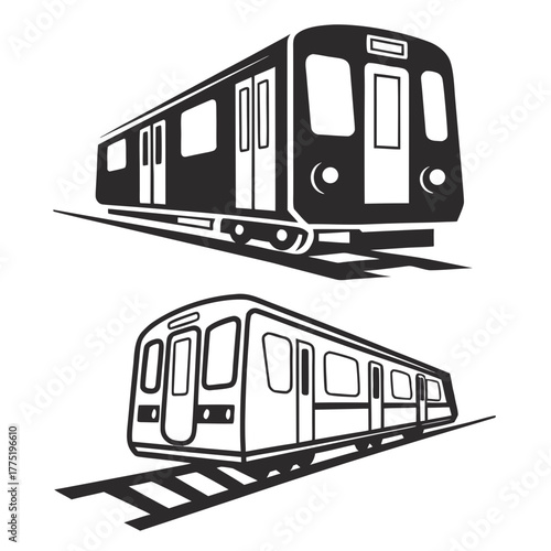 Two modern train illustration for transportation theme