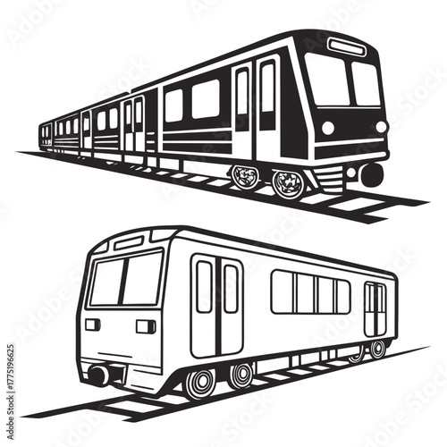 Two modern train illustration for transportation theme